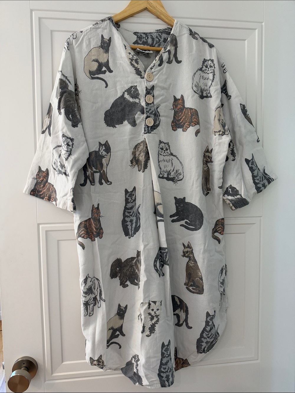 Vintage Michigan Rag Co Cat Print Sleep Tunic Dress As-Is